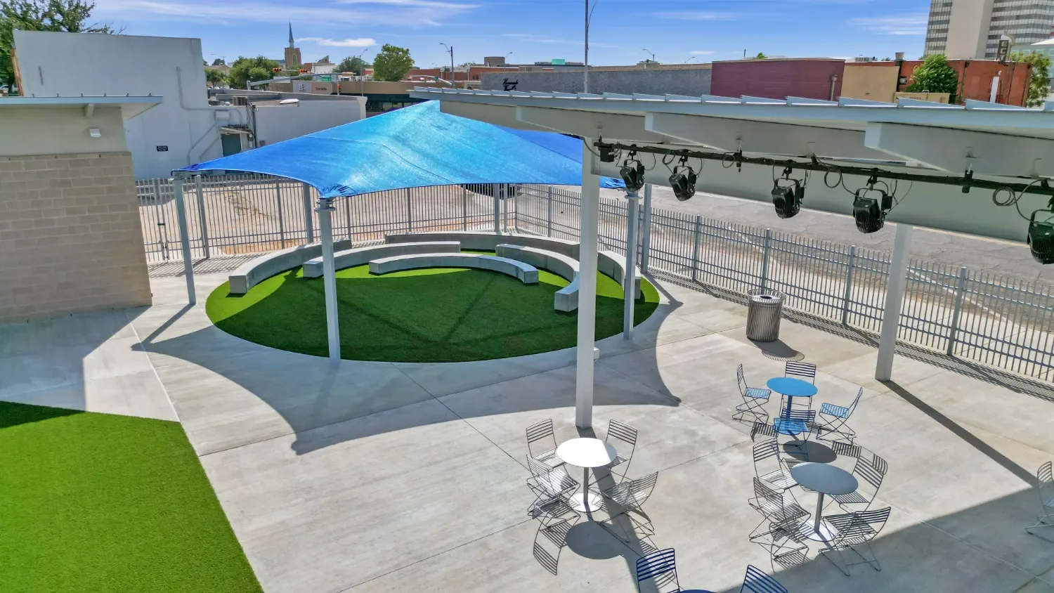 Public park hardscape and lighting layout built for durability and safety in Midland, TX