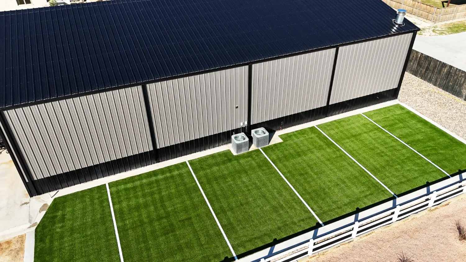 Backyard artificial turf installation in Andrews, TX