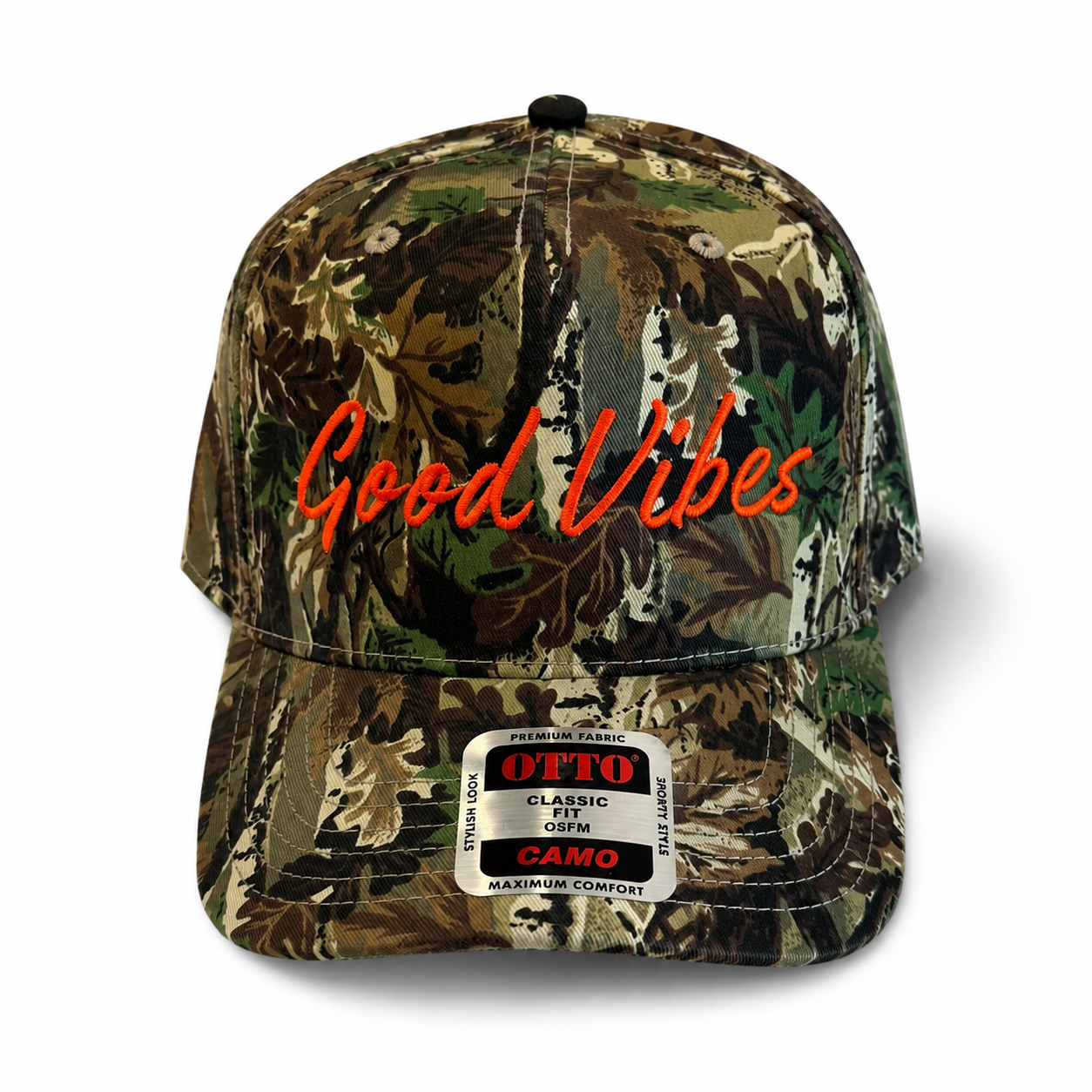 Good Vibes Wide Open Camo Hat