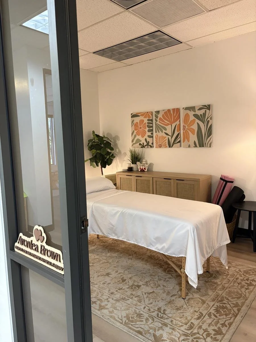 Avonlea Brown Physical Therapy treatment room in Costa Mesa, seen through the doorway — Avonlea Brown Physical Therapy, Costa Mesa, CA.