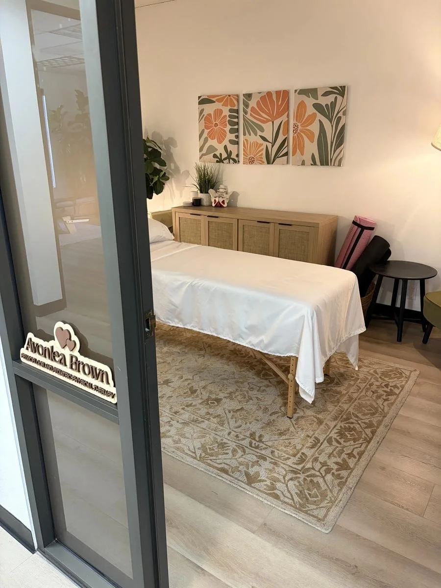 Avonlea Brown Physical Therapy treatment room in Costa Mesa, seen through the doorway — Avonlea Brown Physical Therapy, Costa Mesa, CA.