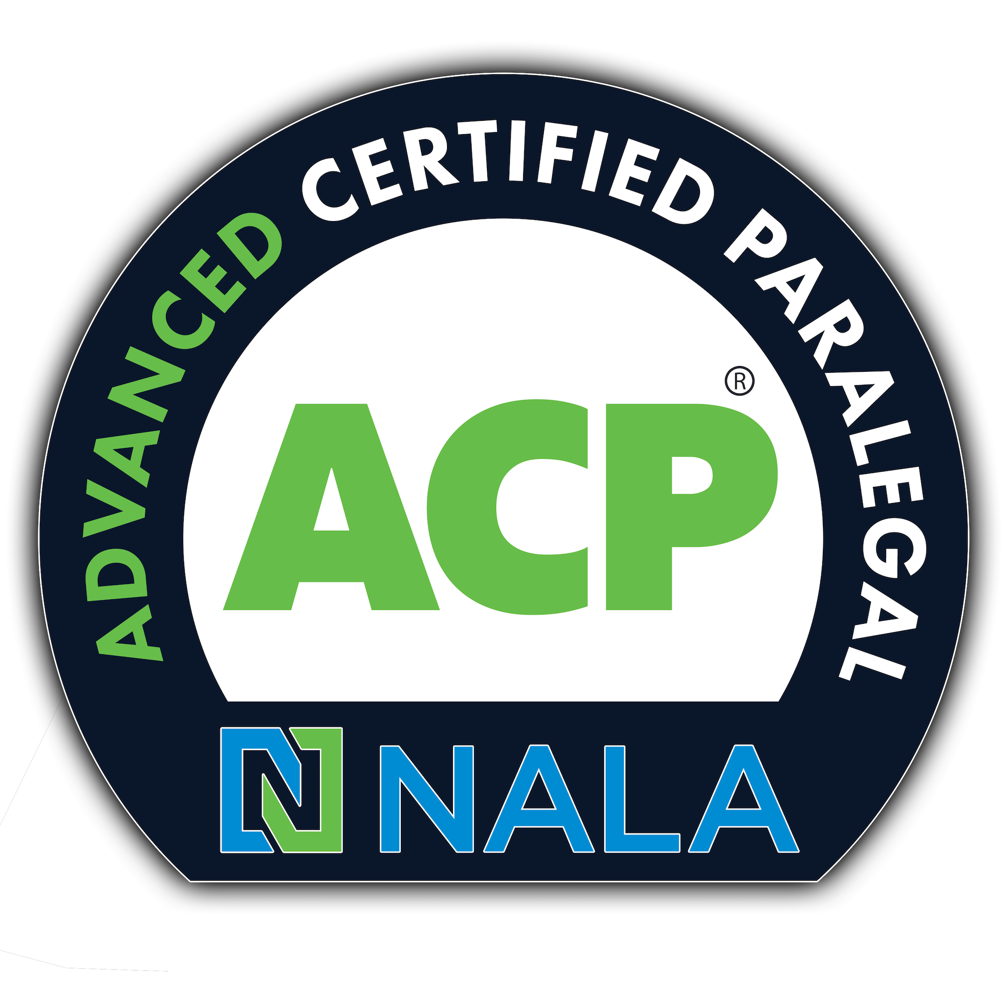 Advanced Certified Paralegal (ACP) credential from NALA, reflecting professional training in legal document organization and structured systems