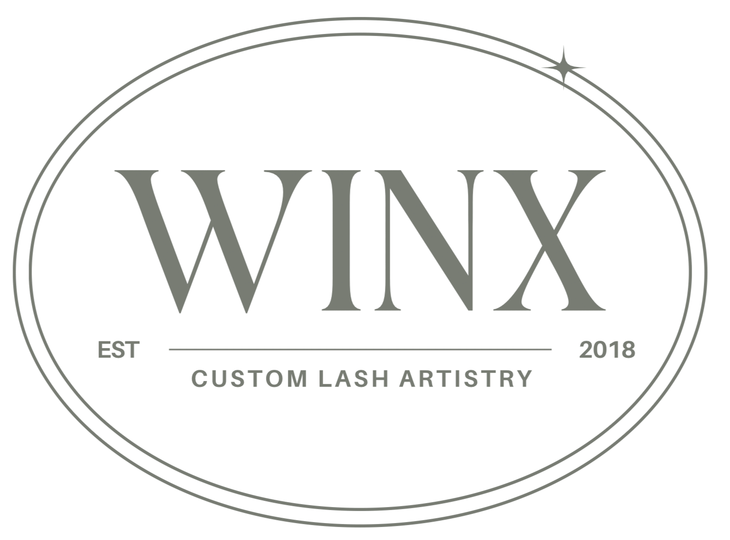 Logo for WIX, a business specializing in custom lash artistry, established in 2018.