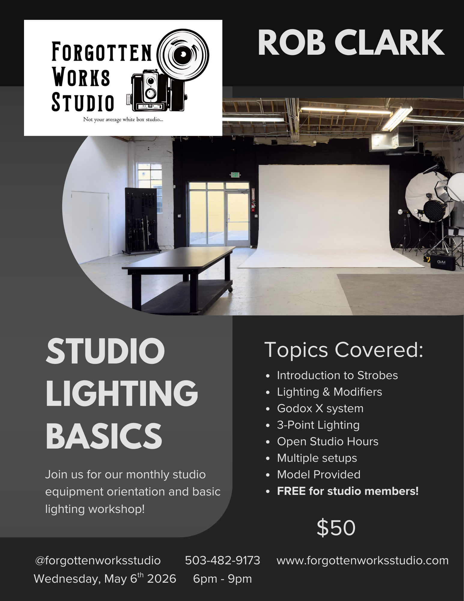 Studio Lighting Basics Workshop - 05.06.2026 — Forgotten Works Studio