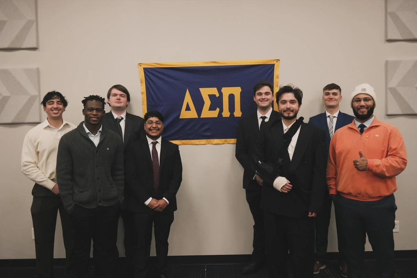 🔥 Congratulations to our newest brothers! 🔥

The Zeta Xi Chapter of Delta Sigma Pi proudly welcomes our newest initiates into the brotherhood. Each of you has demonstrated commitment, professionalism, and a passion for what &Delta;&Sigma;&Pi; repre