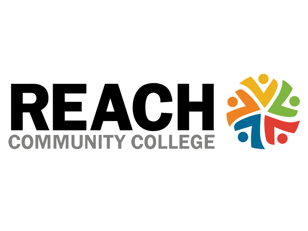 Reaching Community College logo with colorful abstract human figures forming a circle to the right of the text.