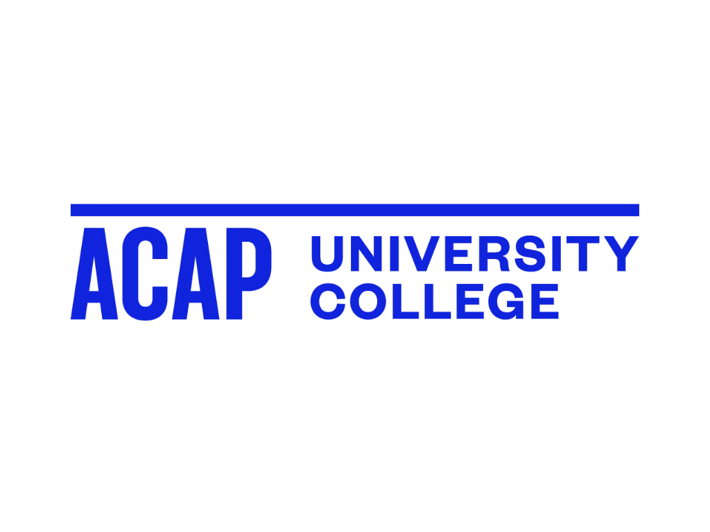 ACAP University College logo in blue text on a white background.