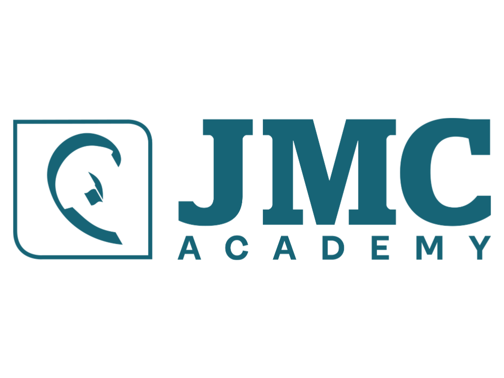 Logo of JMC Academy featuring a stylized letter Q with a pencil inside and the words JMC Academy to the right.