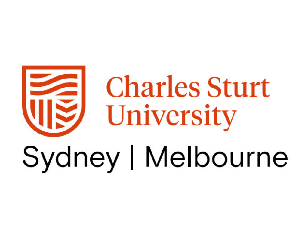 Charles Sturt University logo with stylized crest and the words 'Sydney | Melbourne' below.