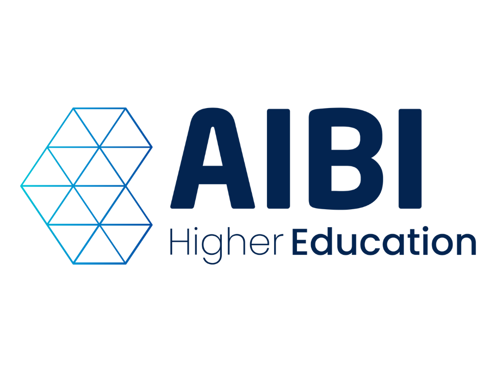 Logo of AIBI Higher Education with a geometric hexagon pattern on the left and the text 'AIBI Higher Education' on the right.