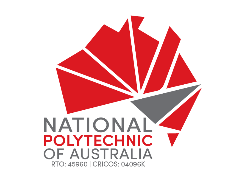 Logo of the National Polytechnic of Australia featuring a stylized red and gray geometric shape and text.
