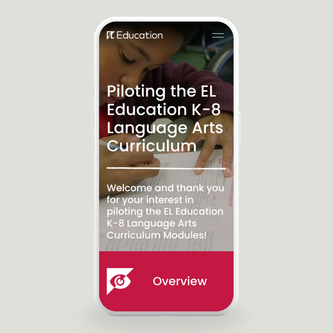 Mobile view of a microsite promoting the EL Education curriculum