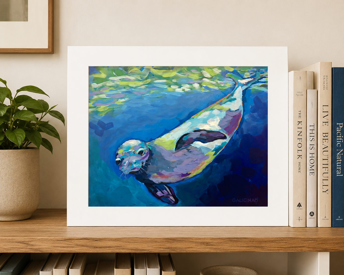 monk seal on bookshelf May 2026 etsy.png