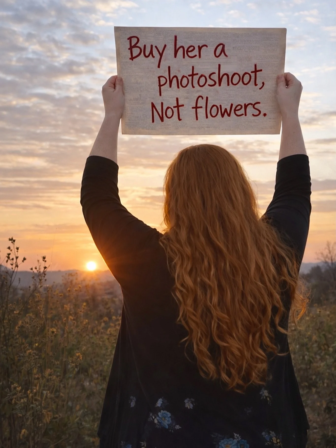 Buy her a photoshoot. She wants pictures, not flowers. Gift cards available as well. $20 off! 

https://book.usesession.com/i/qr0jucMVbm