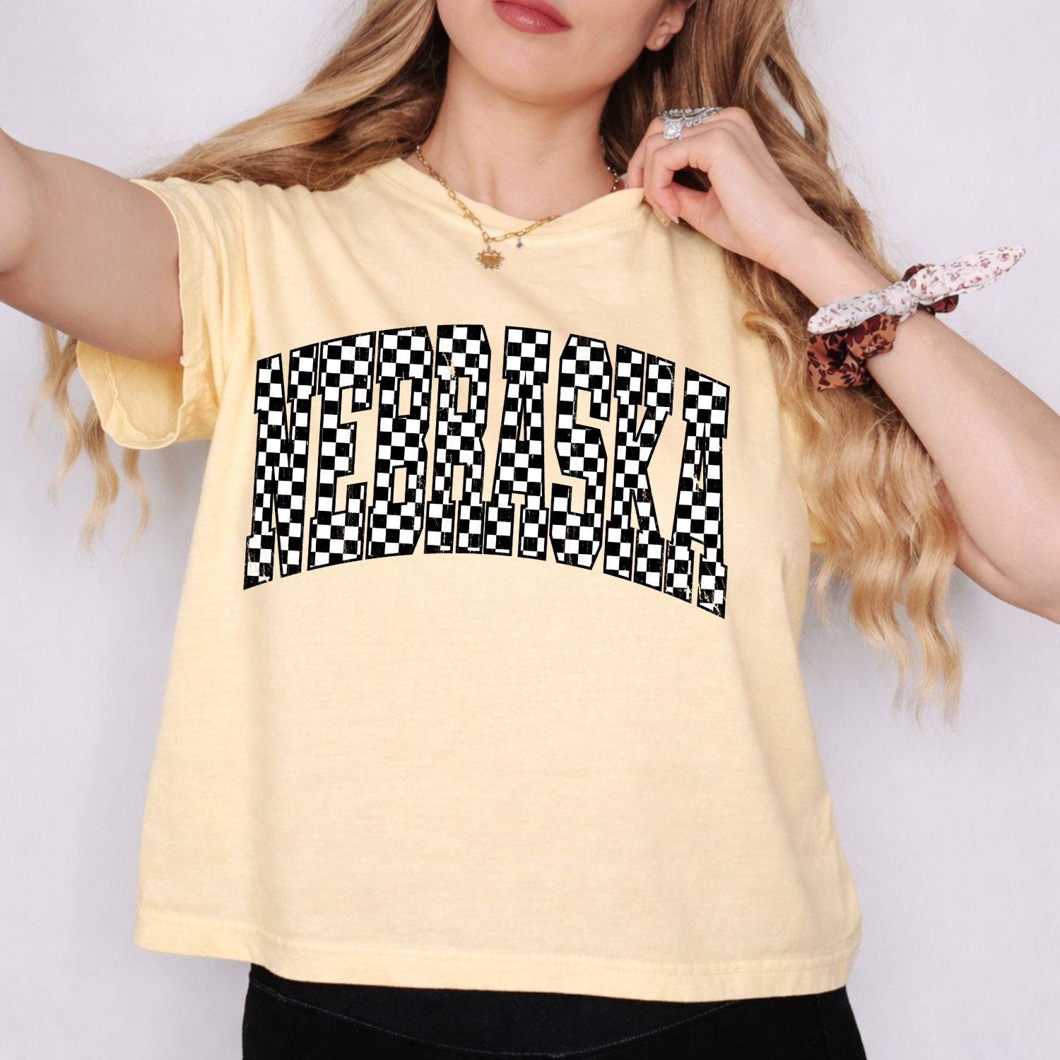 Nebraska Checkered | Sunday Crop Tee