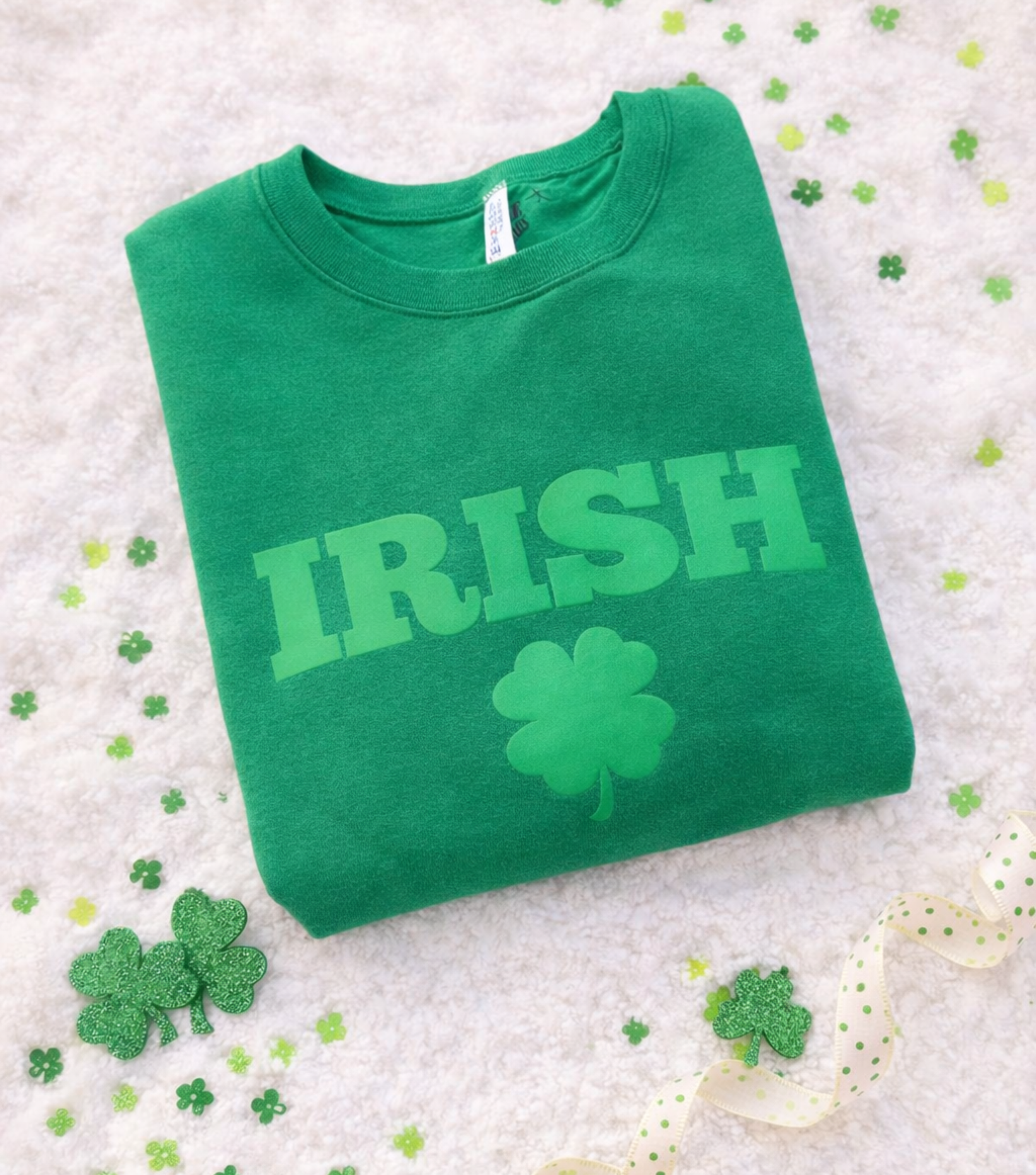 Irish Clover Puff Print | Midweight Crew