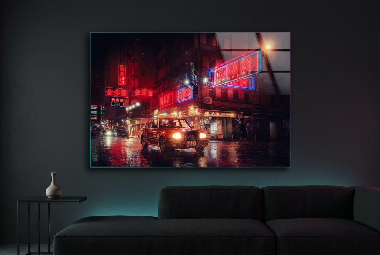 Rainy Neon Night II (Acrylic Print)