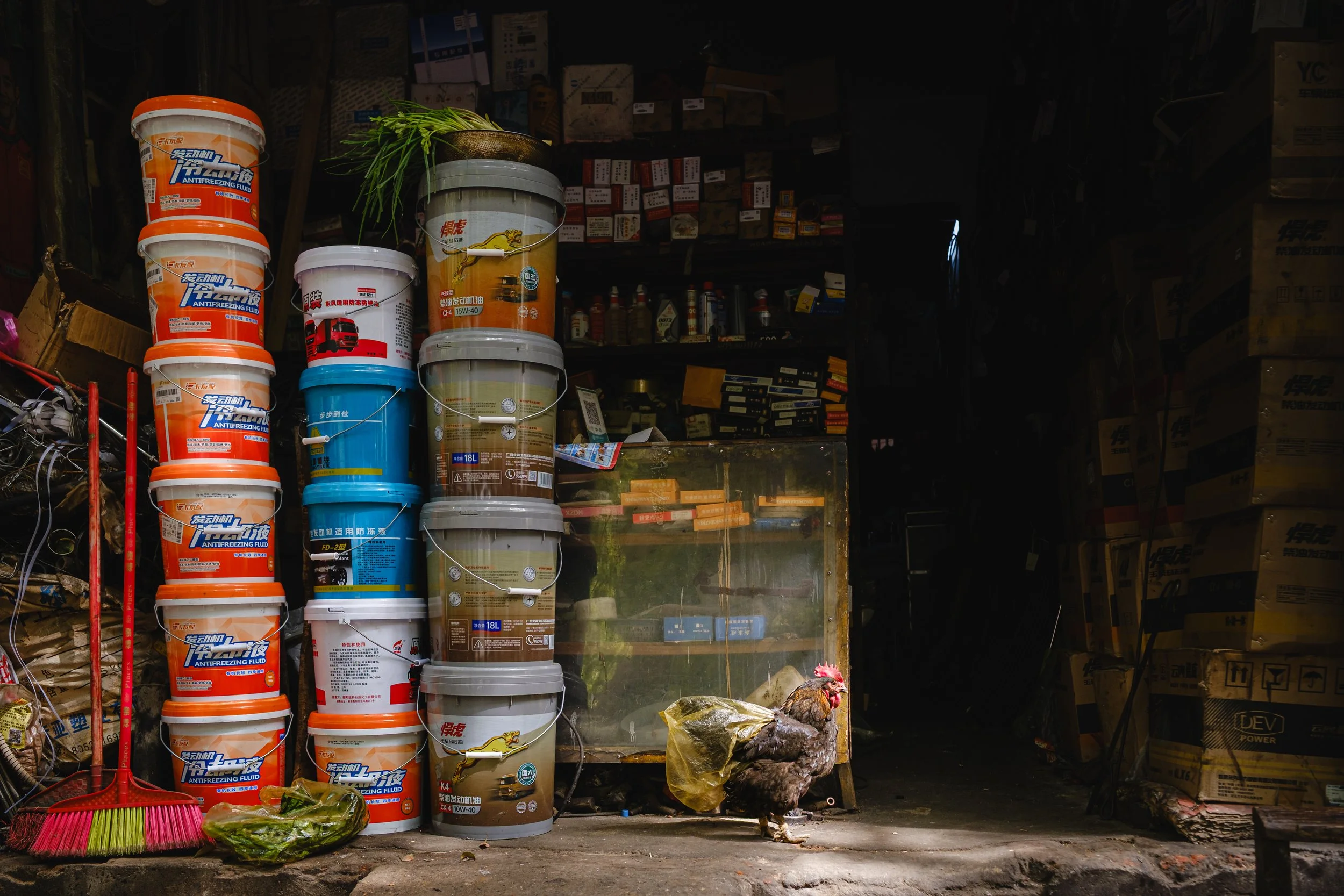 Chicken in a shop in rural China