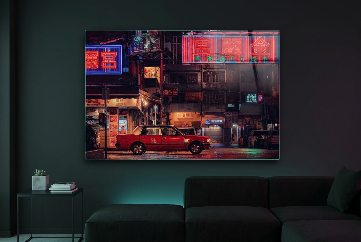 Rainy Neon Night (Acrylic Print)