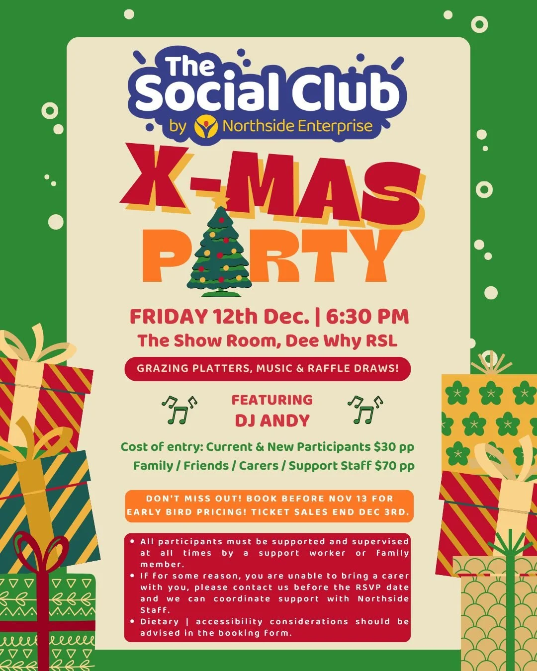 🎄✨ It&rsquo;s LIVE! The Social Club by Northside Christmas Party 2025 🎉

Get into the Christmas spirit with DJ Andy, grazing platters, raffle draws &amp; a photobooth!
Wear something merry &amp; bright and join the fun! 🌟

🎅 Fri 12 Dec | 6:30 PM 