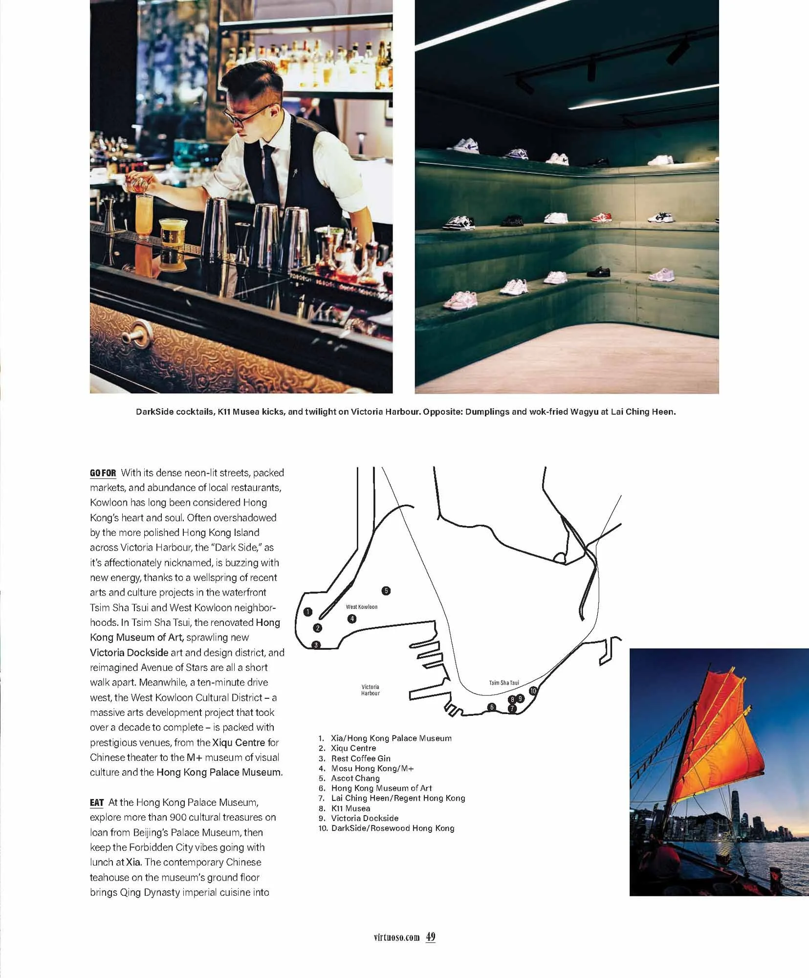 Images and text from a travel story about Hong Kong photographed for a travel magazine.