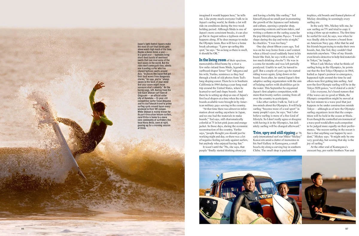 A person in a green wetsuit surfing on a wave at sunset, balancing on a surfboard with spray and foam around them.