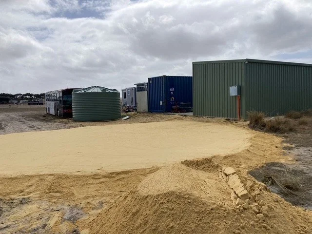 The shed getting built.