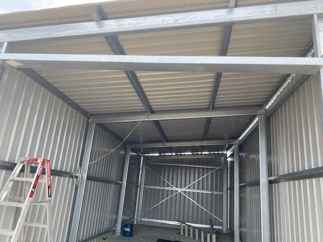 The shed getting built.