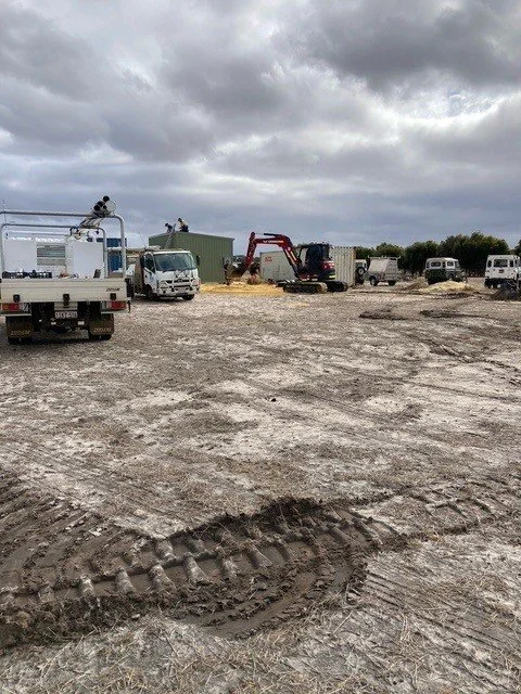 The shed getting built.