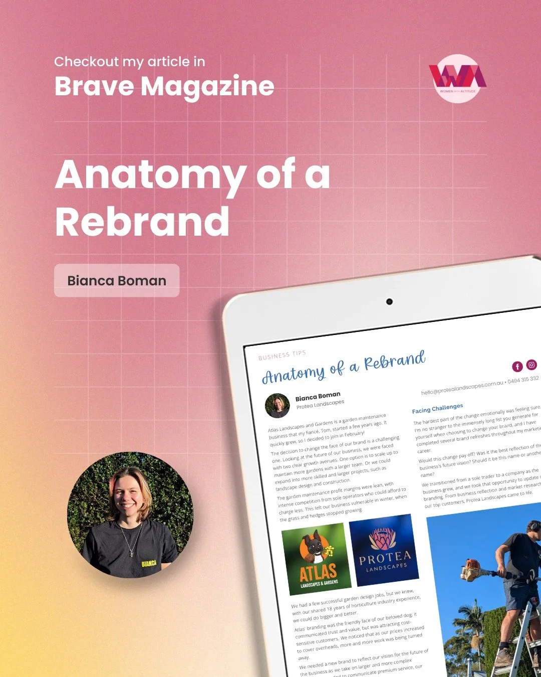 🌸 BUSINESS FEATURE | WOMEN WITH ALTITUDE 🌸

We're are excited to share that Protea Landscapes has been featured in BRAVE magazine by Women with Altitude! The article takes you behind the scenes of our transformative rebranding journey from Atlas La