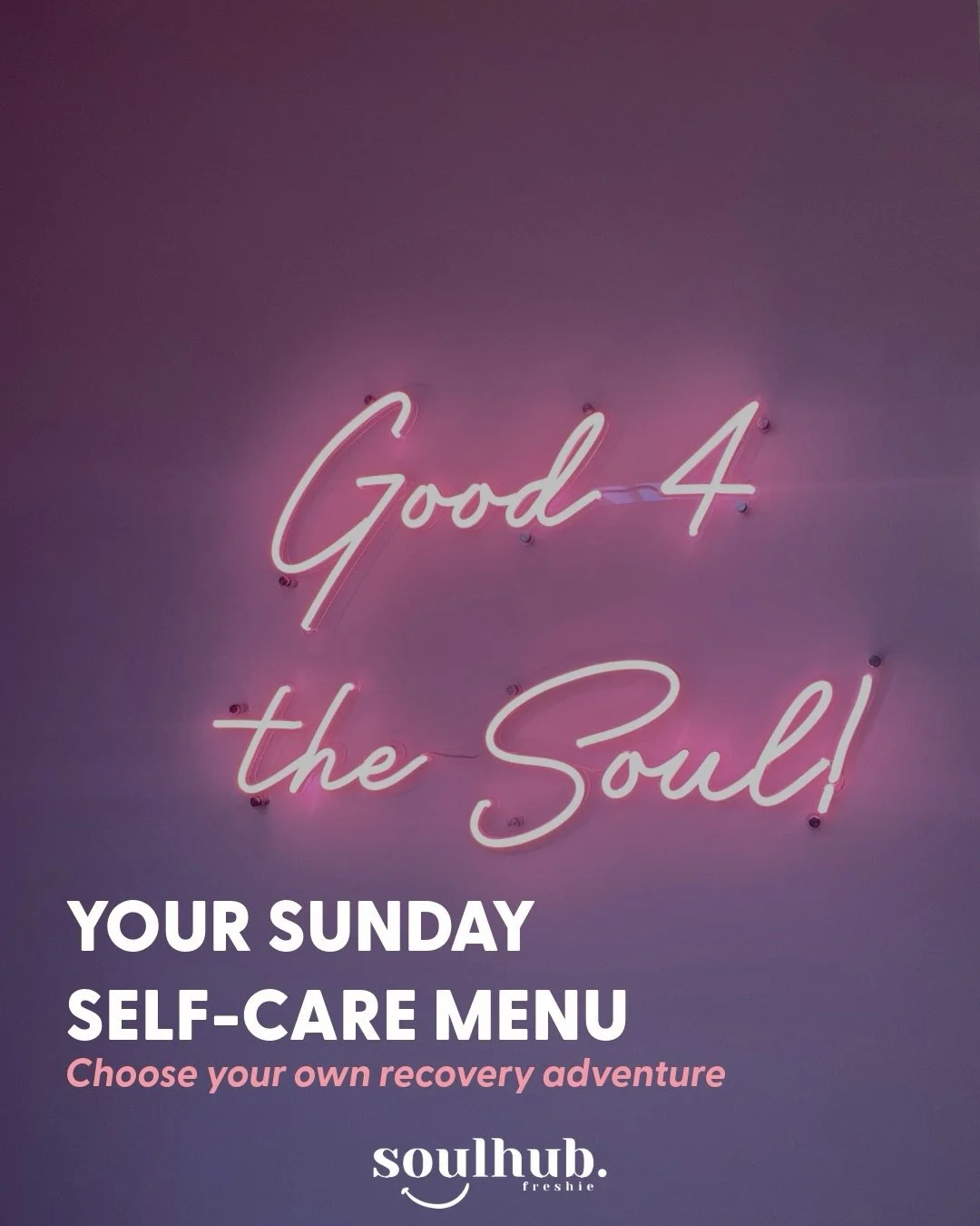 Sunday self-care menu: What are you choosing? 🧘&zwj;♀️

At SoulHub, recovery isn&rsquo;t an afterthought&mdash;it&rsquo;s essential. Pick your perfect Sunday reset:

🔥 INFRARED SAUNA 
30 or 50-min sessions | Detox, de-stress, recover faster 
Januar