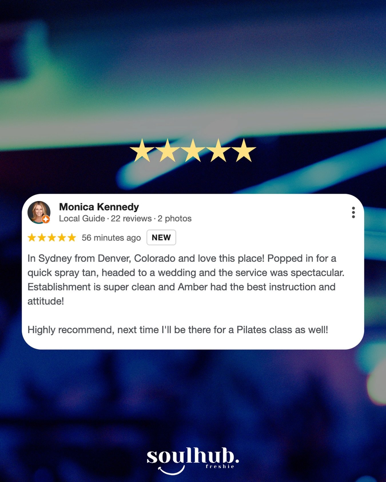 ✨ All the way from Denver, Colorado and she still found her way to us &mdash; we love a well-travelled Soulmate! 🌟

Monica popped in pre-wedding for a spray tan glow-up and our Soul Squad delivered.

Already planning her Pilates visit next time &mda