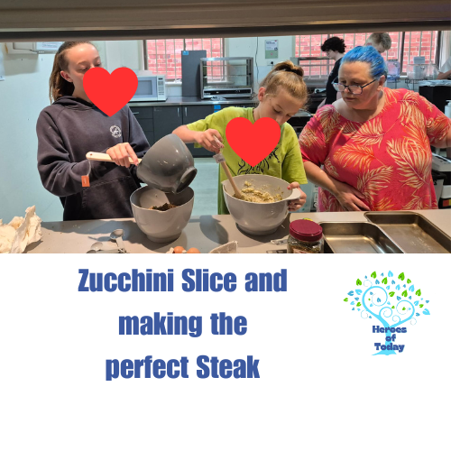 Making Zucchini Slice & Steak