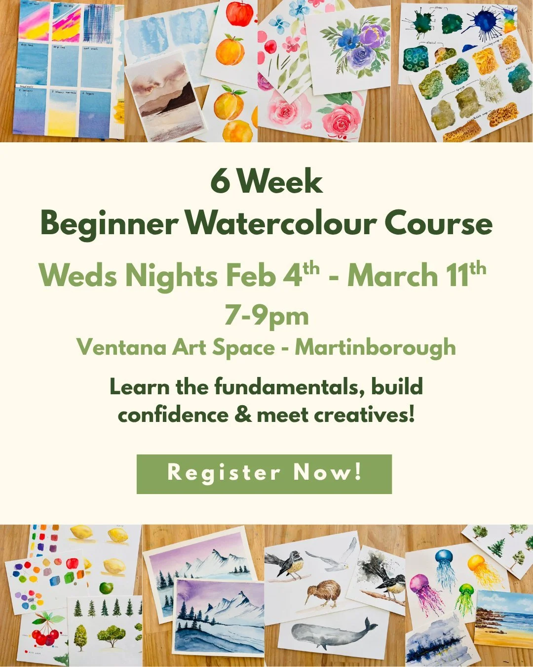 A slow, beautiful introduction to watercolour!

Join us for a 6-week beginner watercolour course where we learn one focus each week. From soft wet-on-wet washes to layering, colour mixing, gradients and brush control, this course is designed to build