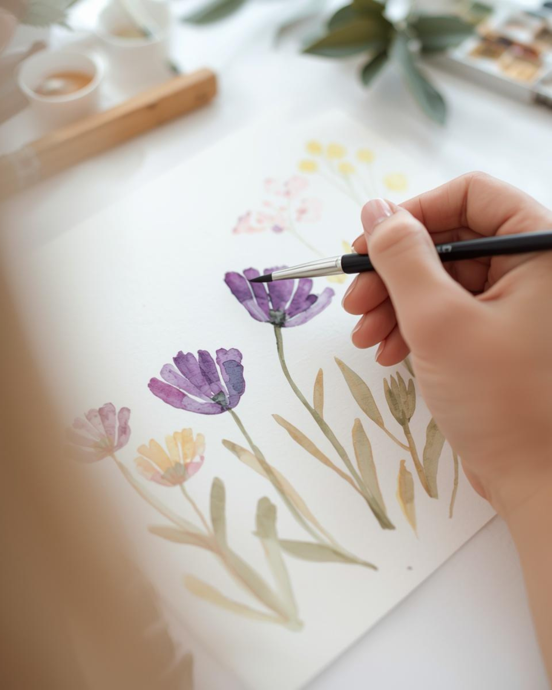 Watercolour Florals & Wine