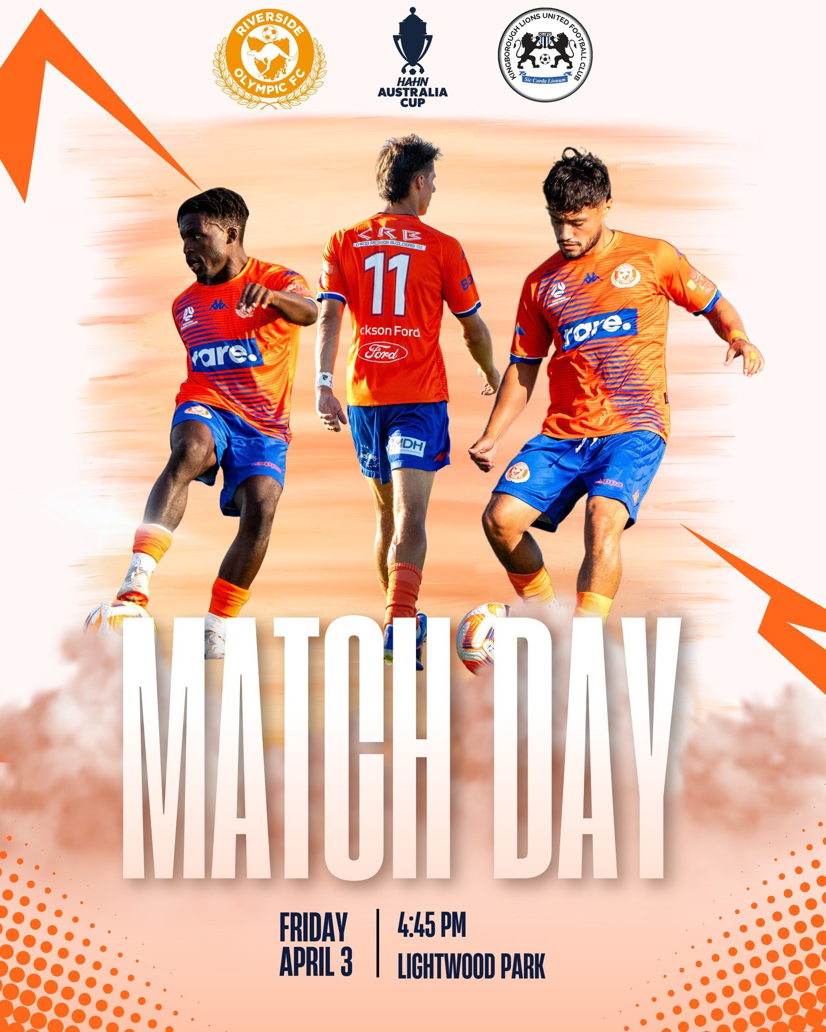 🟠🔵 Statewide Cup - Round of 16🔵🟠

On Good Friday our NPL men will travel south to face off against Kingborough Lions in the Lakoseljac Cup round of 16! 

Knockout football always brings the entertainment, and we expect no different this Friday. L