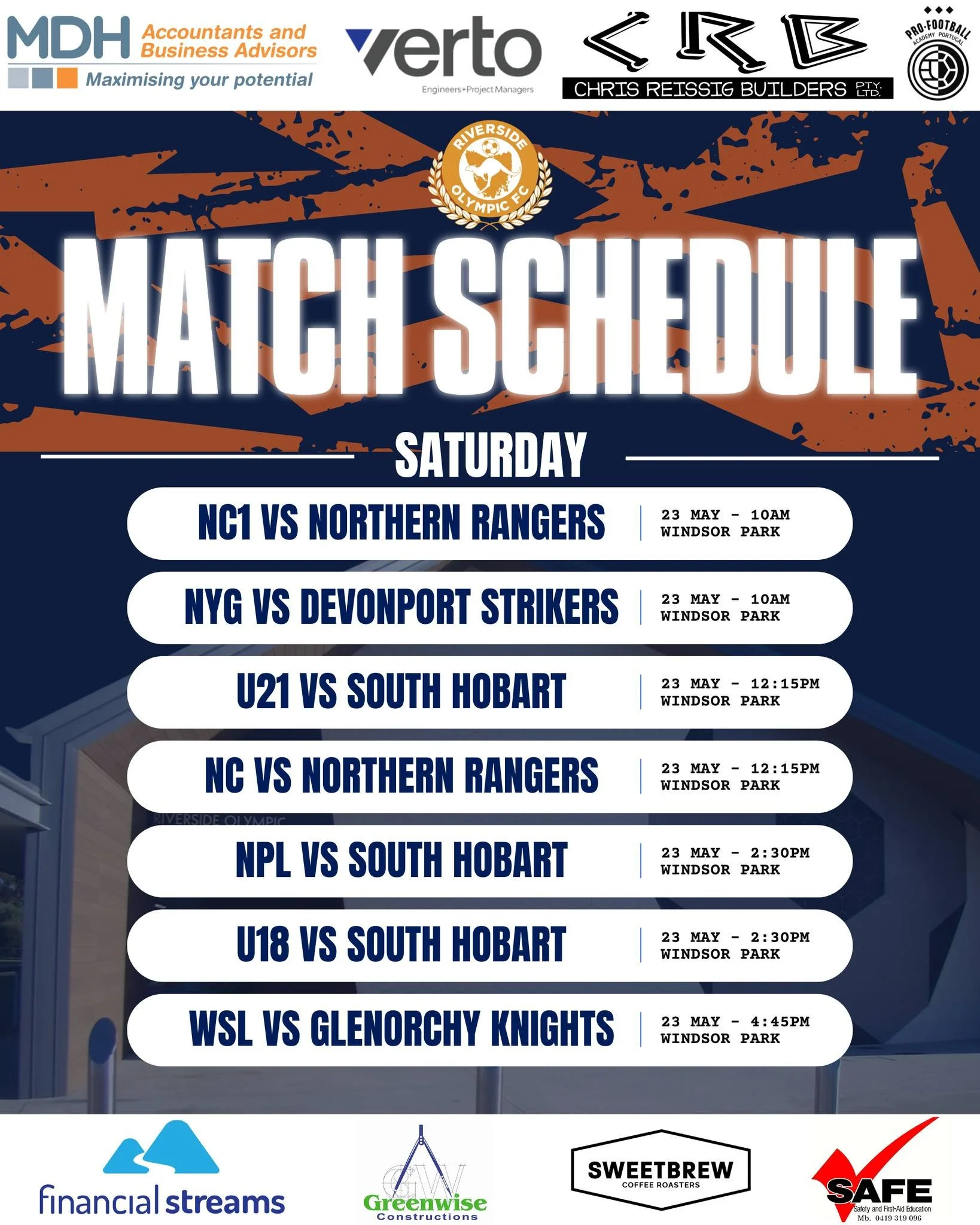 🟠🔵 Saturday Schedule🔵🟠