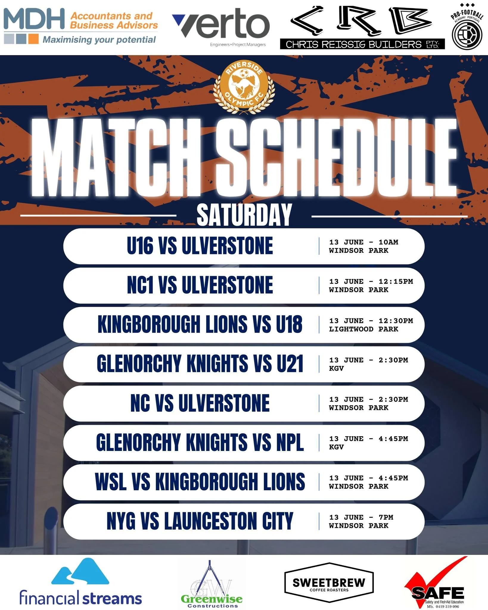 🟠🔵 Weekend Fixtures🔵🟠