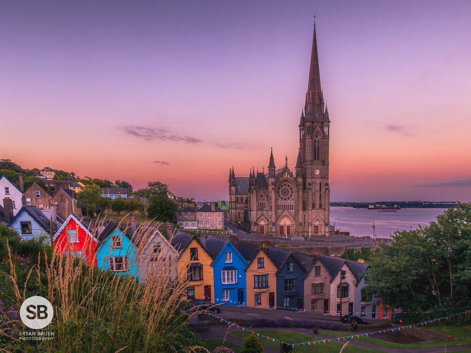 2026-07-08 Cobh Deck of Cards Houses dusk sunset view.jpg