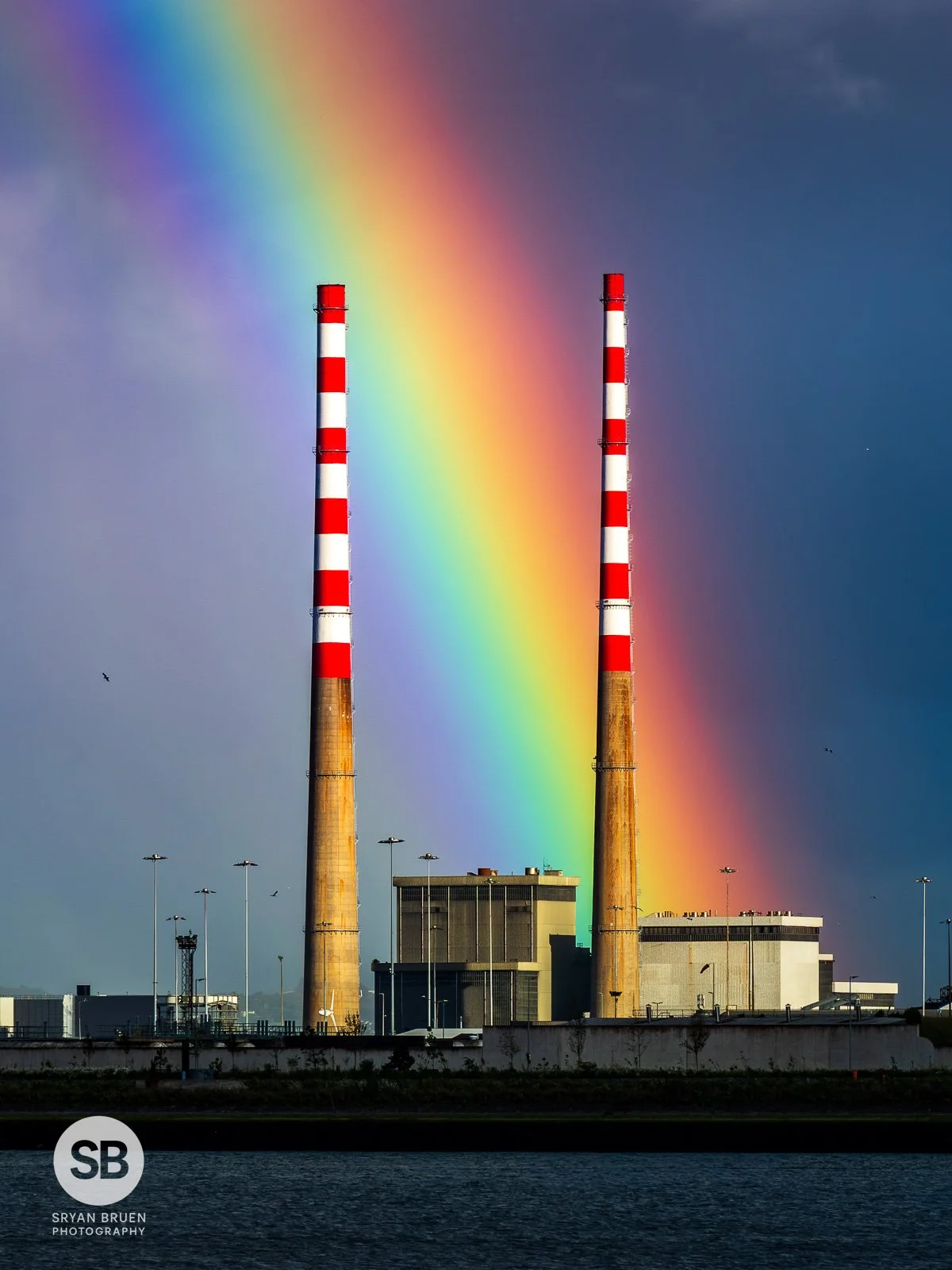 2026-06-04 Poolbeg Chimneys rainbow from Clontarf.jpg