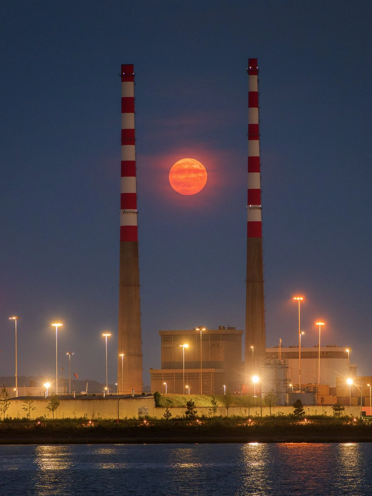 Poolbeg Chimneys Moonrise
