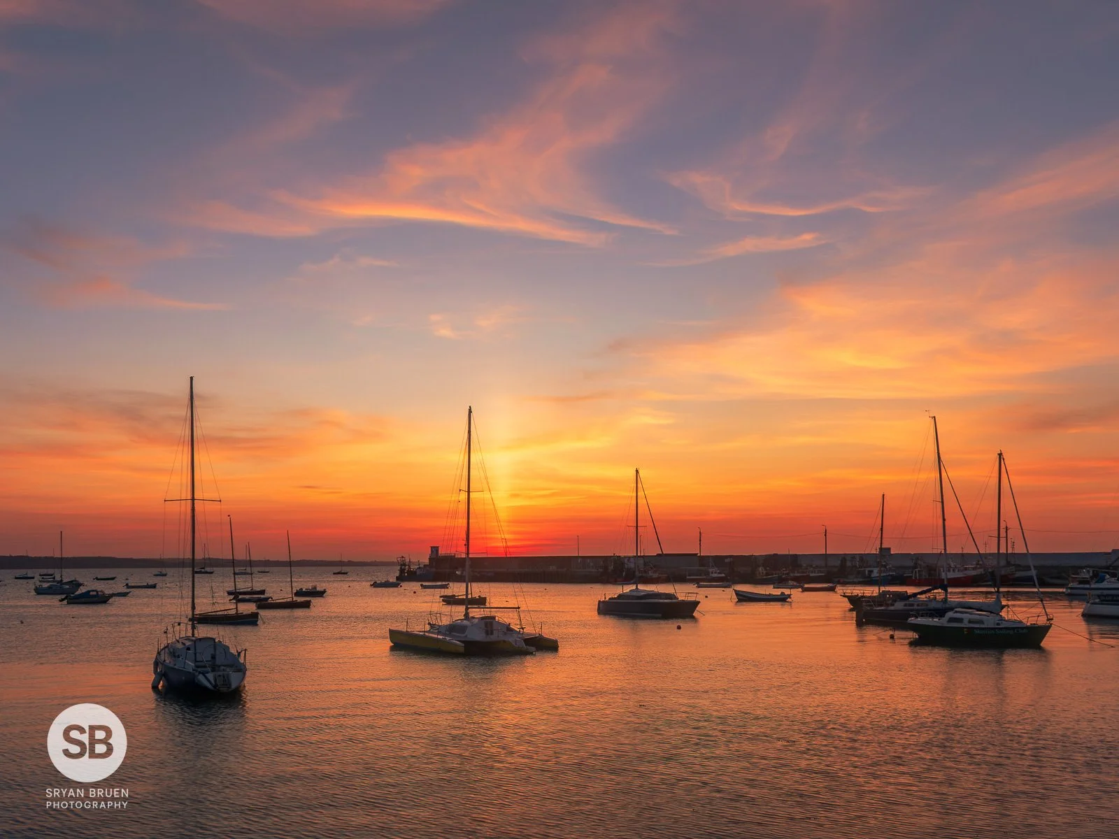 2023-05-29 Skerries Harbour sunset sun pillar clouds 29 May 2023.jpg