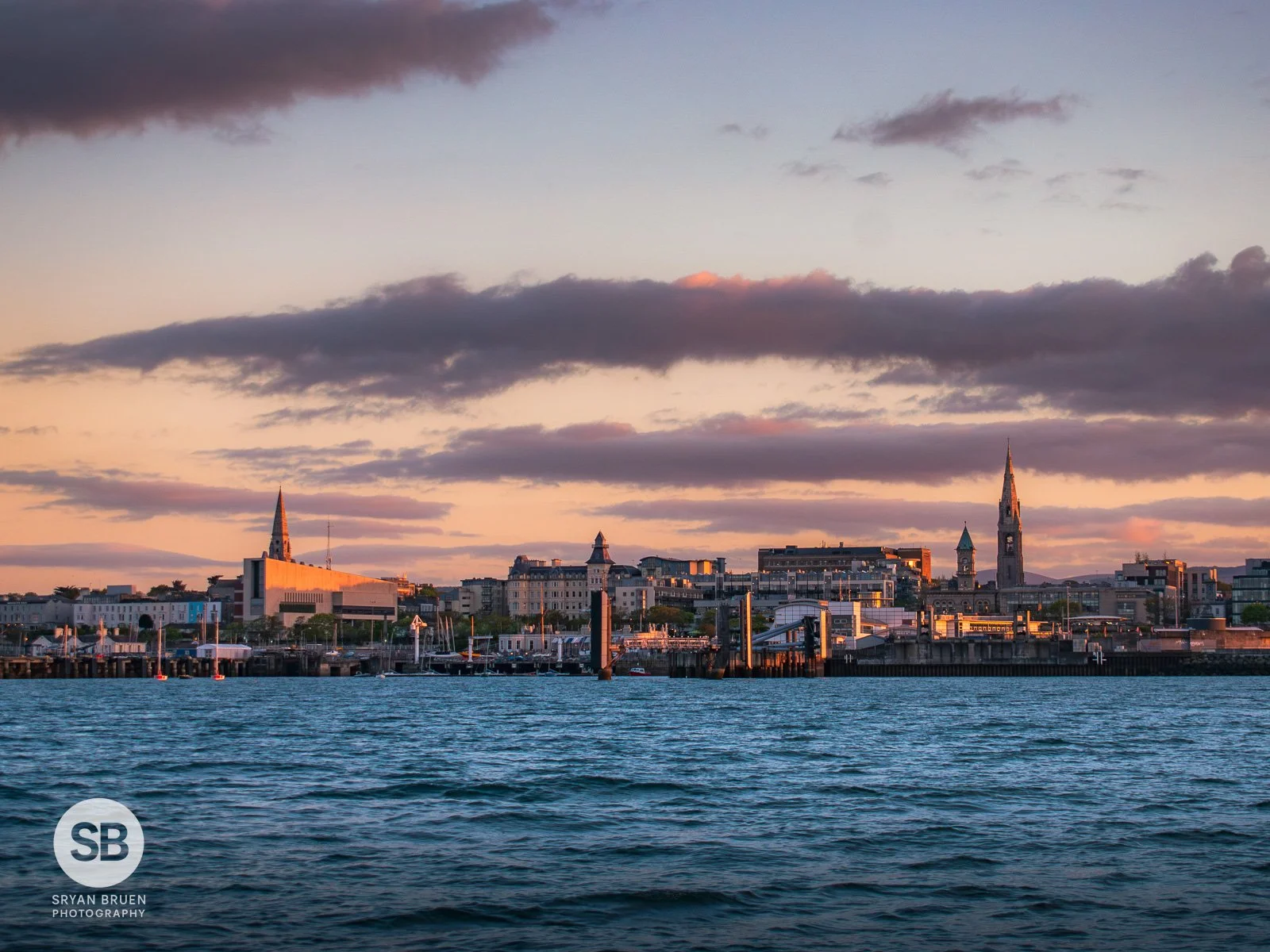 2025-05-03 Dun Laoghaire sunset glow on buildings 3 May 2025.jpg