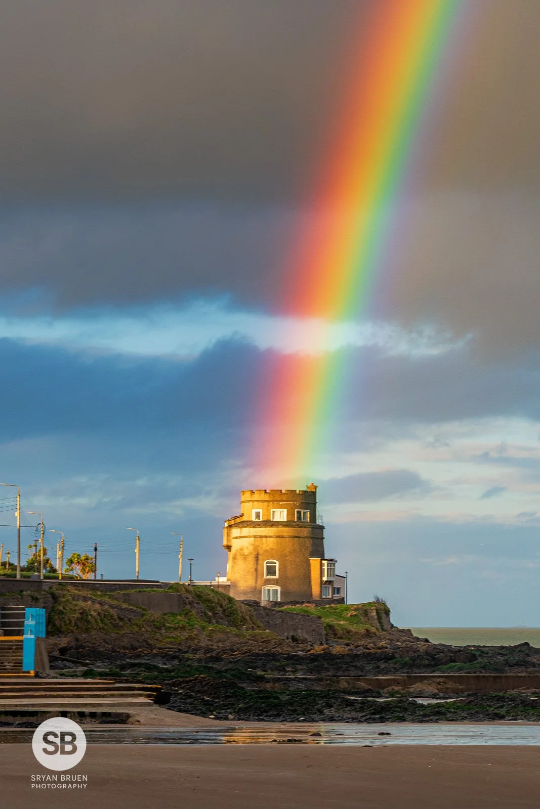 2024-02-12 Portmarnock Martello Tower rainbow re-edit 12 February 2024.jpg