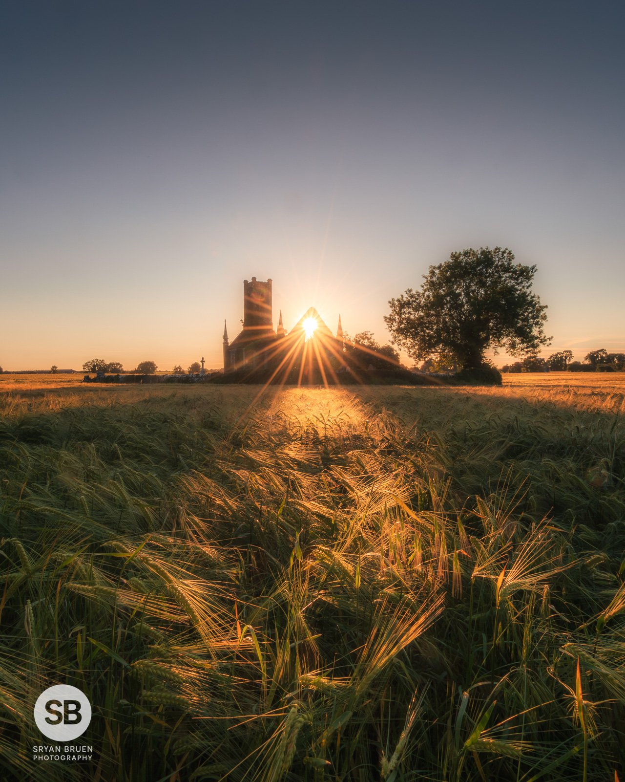2026-06-23 Ballynafagh Church sunset sunstar in the church.jpg