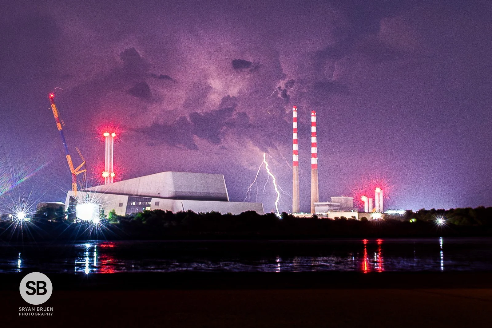 2026-05-28 Poolbeg lightning distant thunderstorm from Sandymount.jpg