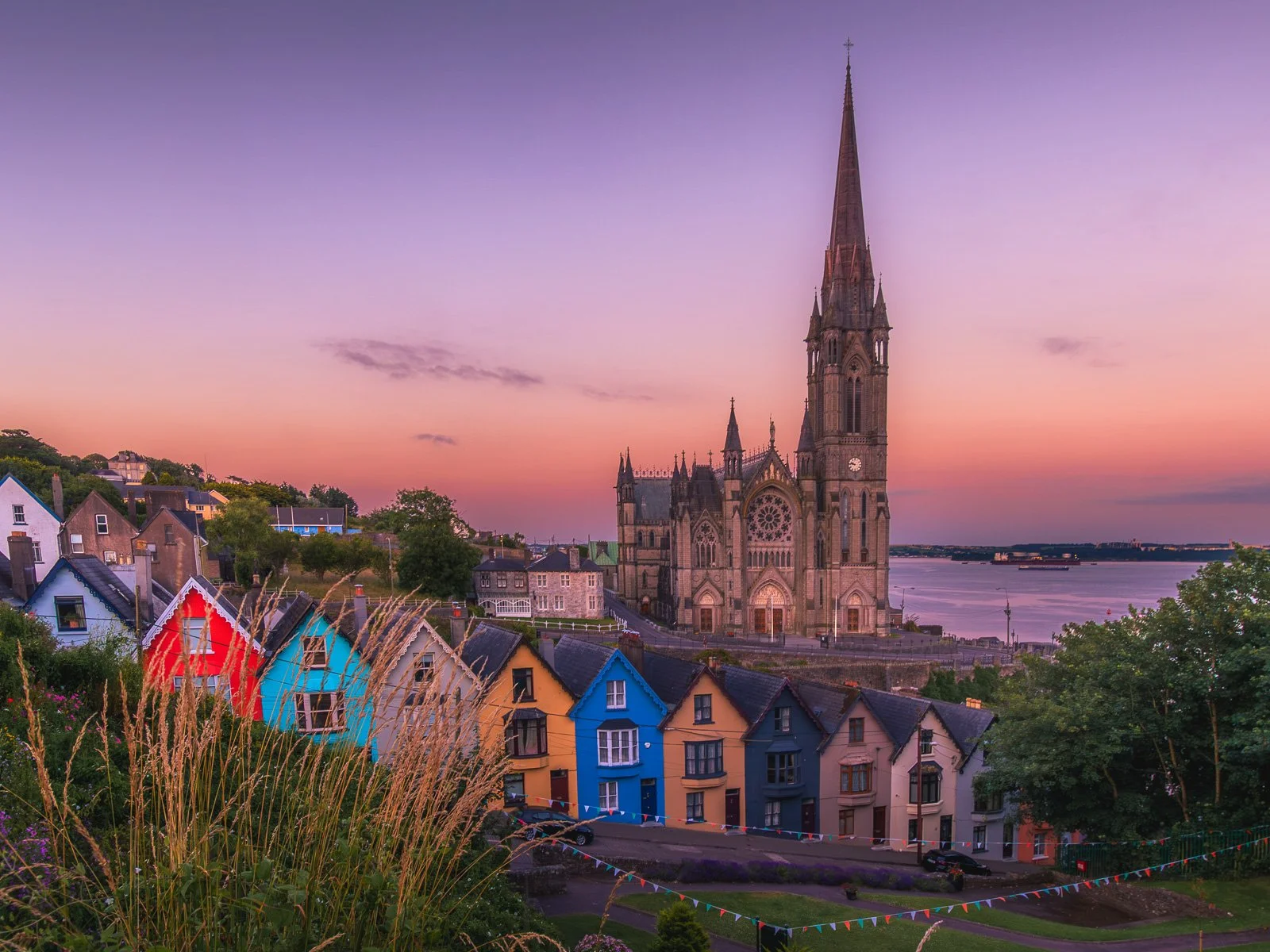2026-07-08 Cobh Deck of Cards Houses dusk sunset view.jpg