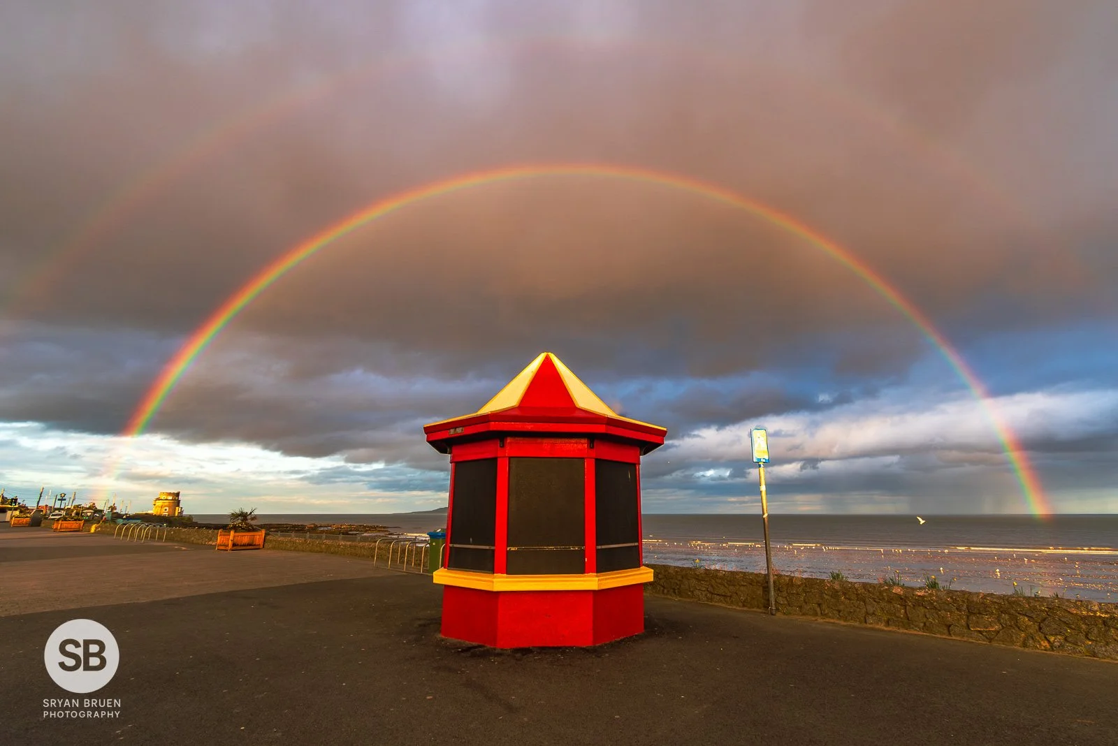 2024-02-12 Portmarnock red kiosk rainbow 12 February 2024.jpg