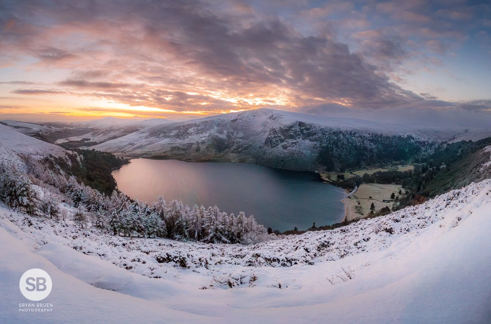 2024-11-19 Lough Tay snow sunset 19 November 2024.jpg