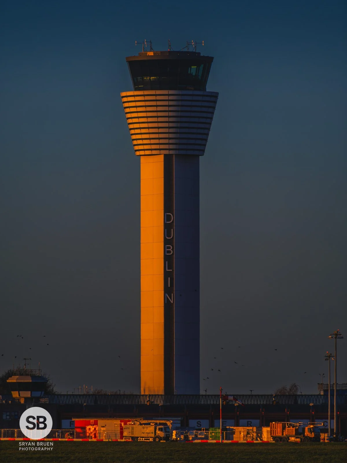 2025-12-16 Dublin Airport air traffic control tower golden hour.jpg